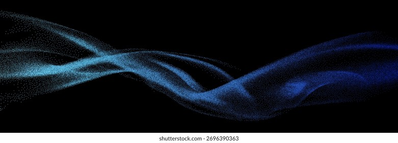 Textura de gradiente de ruido azul neón. Movimiento de onda ácida brillante, superposición de punteado grunge. Diseño de estilo Y2k. Vector de fondo.