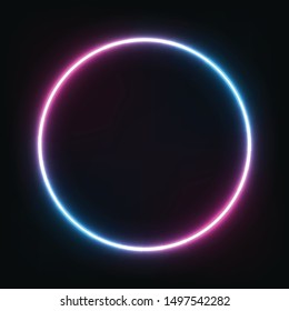 
neon blue pink circle glowing geometric figure for banner and advertisements