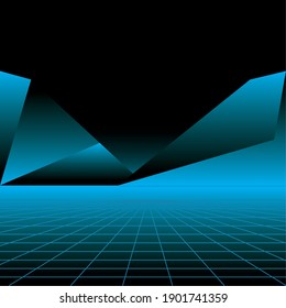 Neon blue polygonal background design, Decoration advertising and fluorescent light theme Vector illustration