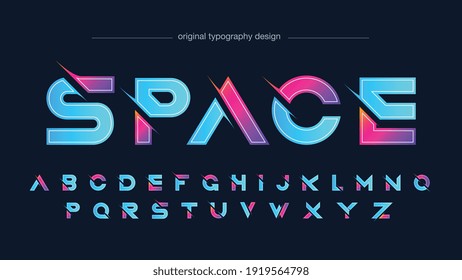 Neon Blue and Purple Pinky Sliced Modern Futuristic Typography Text Effect