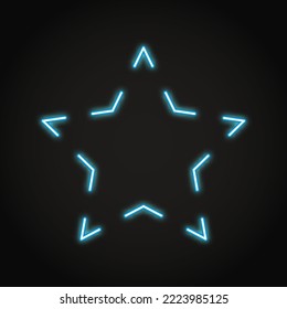 Marco estrella brillante de color azul neón en línea. Borde de líneas brillantes. Ilustración vectorial.