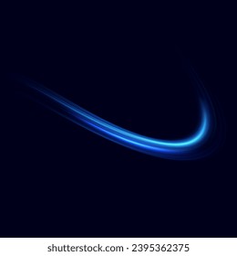 Neonblaue Geschwindigkeitslinien. Dynamische Spuren der Lichtbewegung. Lichtwelle der Spur, Linie der Spur. Futuristische Neonlichtlinien. Lichtbewegungseffekt, Neondrehzahllinien.