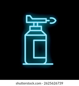 Neon blue spray paint can icon glowing on a dark background