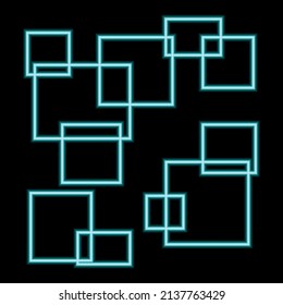 Neon blue square shapes on black background