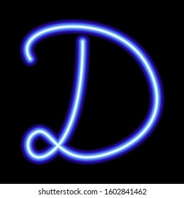neon blue symbol "D" on a black background