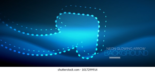 Neon-blauer Techno-Pfeil, abstrakter digitaler Vektorhintergrund