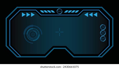 Neon blue technology background. Virtual reality display illustration.