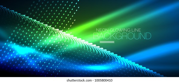 Neon-blauer Vektorglatt-Welle, digitaler abstrakter Hintergrund