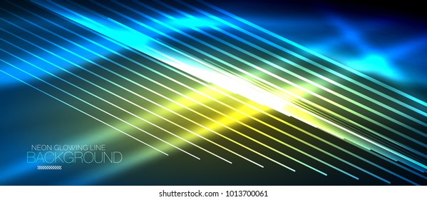 Neon blue vector smooth wave digital abstract background