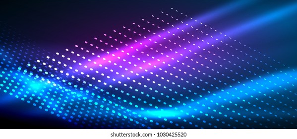 Neon-blauer Vektorglatt-Welle, digitaler abstrakter Hintergrund