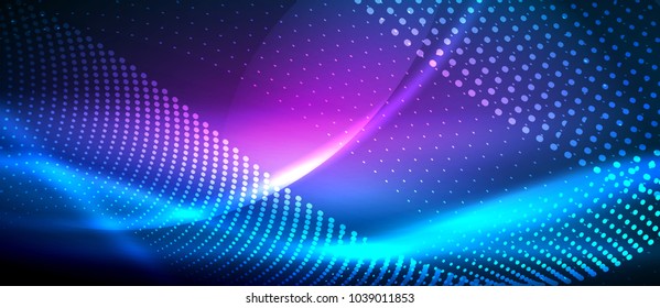 Neon-blauer Vektorglatt-Welle, digitaler abstrakter Hintergrund