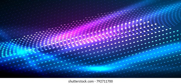 Neon blue vector smooth wave digital abstract background
