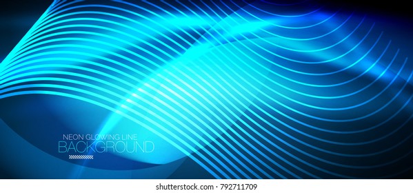 Neon-blauer Vektorglatt-Welle, digitaler abstrakter Hintergrund