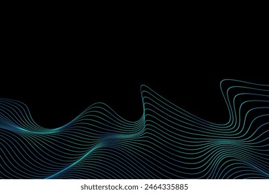 Neon Blue Wave Line abstract pattern background. Vector illustration. Wallpaper. Backdrop. Digital. Technology. Network Connection
