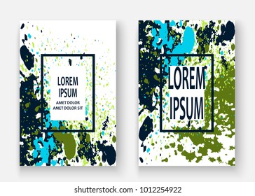 Neon blue white explosion paint splatter artistic cover design. Decorative dust splash gradient texture background. Trendy creative template vector Cover Report Catalog Brochure Flyer Product