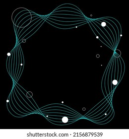 Ondas Neon Blue Wireframe en fondo negro