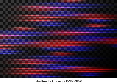 Neon blue-red glowing lines and beams isolated on a transparent background.