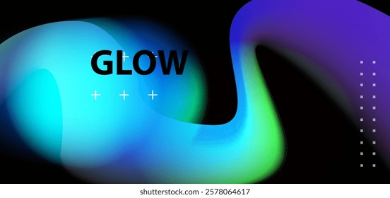 Neon blurred glow similar to disco club illumination. Defocused blue and green ultraviolet soft textured glow on dark abstract background of empty space.