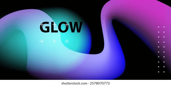 Neon blurred glow similar to disco club illumination. Defocused blue and purole ultraviolet soft glow on dark abstract background of empty space.