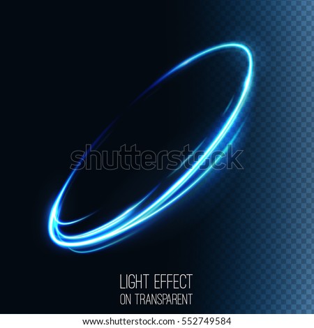 Neon blurry circles at motion . Abstract luminous swirl trail , slow shutter speed effect . Light painting .  Lights shape at motion . Vector exposure time ,