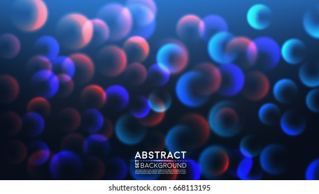 Neon blurry circles at motion. Light painting. Lights shape at motion. Vector.