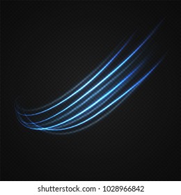 Neon blurry circles at motion . Vector swirl trail effect . Abstract luminous rings slow shutter speed effect . Light painting . Abstract lights at motion exposure time. Isolated on transparent .
