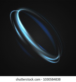 Neon blurry circles at motion . Vector swirl trail effect . Abstract luminous rings slow shutter speed effect . Light painting . Abstract lights at motion exposure time. Isolated on transparent .
