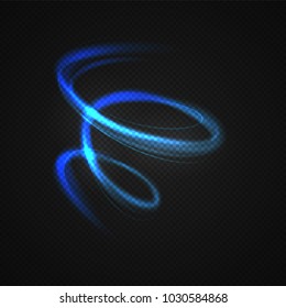 Neon blurry circles at motion . Vector swirl trail effect . Abstract luminous rings slow shutter speed effect . Light painting . Abstract lights at motion exposure time. Isolated on transparent .
