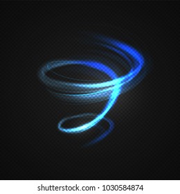 Neon blurry circles at motion . Vector swirl trail effect . Abstract luminous rings slow shutter speed effect . Light painting . Abstract lights at motion exposure time. Isolated on transparent .
