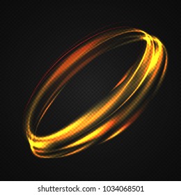 Neon blurry circles at motion . Vector swirl trail effect . Abstract luminous rings slow shutter speed effect . Light painting . Abstract lights at motion exposure time. Isolated on transparent
