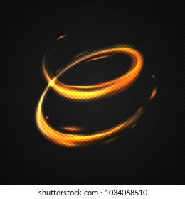 Neon blurry circles at motion . Vector swirl trail effect . Abstract luminous rings slow shutter speed effect . Light painting . Abstract lights at motion exposure time. Isolated on transparent .
