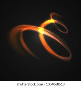 Neon blurry circles at motion . Vector swirl trail effect . Abstract luminous rings slow shutter speed effect . Light painting . Abstract lights at motion exposure time. Isolated on transparent
