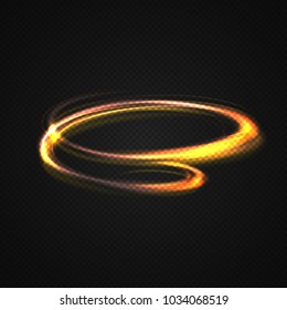 Neon blurry circles at motion . Vector swirl trail effect . Abstract luminous rings slow shutter speed effect . Light painting . Abstract lights at motion exposure time. Isolated on transparent
