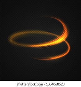 Neon blurry circles at motion . Vector swirl trail effect . Abstract luminous rings slow shutter speed effect . Light painting . Abstract lights at motion exposure time. Isolated on transparent .
