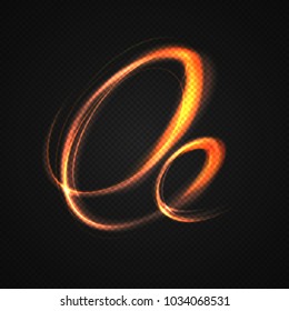 Neon blurry circles at motion . Vector swirl trail effect . Abstract luminous rings slow shutter speed effect . Light painting . Abstract lights at motion exposure time. Isolated on transparent
