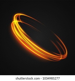Neon blurry circles at motion . Vector swirl trail effect . Abstract luminous rings slow shutter speed effect . Light painting . Abstract lights at motion exposure time. Isolated on transparent
