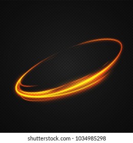 Neon blurry circles at motion . Vector swirl trail effect . Abstract luminous rings slow shutter speed effect . Light painting . Abstract lights at motion exposure time. Isolated on transparent
