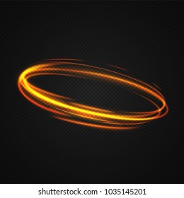 Neon blurry circles at motion . Vector swirl trail effect . Abstract luminous rings slow shutter speed effect . Light painting . Abstract lights at motion exposure time. Isolated on transparent