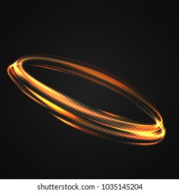 Neon blurry circles at motion . Vector swirl trail effect . Abstract luminous rings slow shutter speed effect . Light painting . Abstract lights at motion exposure time. Isolated on transparent