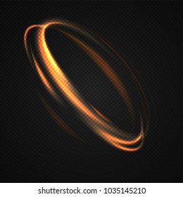 Neon blurry circles at motion . Vector swirl trail effect . Abstract luminous rings slow shutter speed effect . Light painting . Abstract lights at motion exposure time. Isolated on transparent