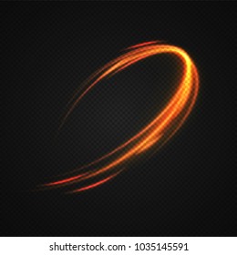 Neon blurry circles at motion . Vector swirl trail effect . Abstract luminous rings slow shutter speed effect . Light painting . Abstract lights at motion exposure time. Isolated on transparent