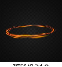 Neon blurry circles at motion . Vector swirl trail effect . Abstract luminous rings slow shutter speed effect . Light painting . Abstract lights at motion exposure time. Isolated on transparent