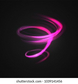 Neon blurry circles at motion . Vector swirl trail effect . Abstract luminous rings slow shutter speed effect . Light painting . Abstract lights at motion exposure time. Isolated on transparent .