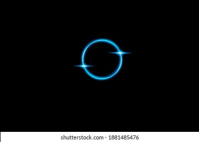Neon blurry circles at motion . Vector swirl trail effect . Abstract luminous rings slow shutter speed effect . Light painting . Abstract lights at motion exposure time
