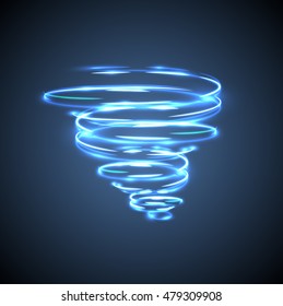 Neon blurry circles on a blue background, vector illustration.