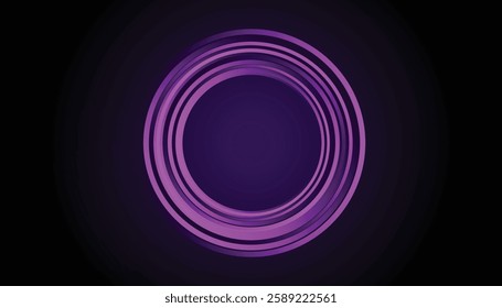 Neon blurry light circles in motion. Swirl trail effect. Abstract vector fire circles. Night road speed illustration. Rounded neon line with light effect.