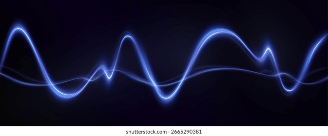 Neon blurry line at motion . Vector line trail effect . Abstract luminous line slow shutter speed effect . Light painting . Abstract lights at motion exposure time