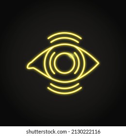 Neon Blurry Vision Icon In Line Style. Blurred Eyesight Symbol. Vector Illustration.