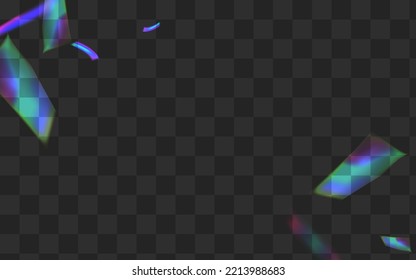 Neon Bokeh Vector Transparent Background. Holo Prism Paper Poster. Glow Tinsel Cool Wallpaper. Gradient Isolated Flare Design.