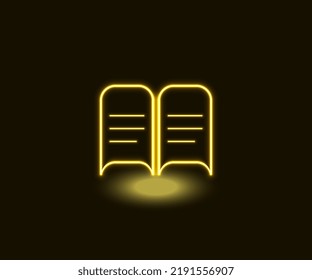 the neon book is glowing in the dark.